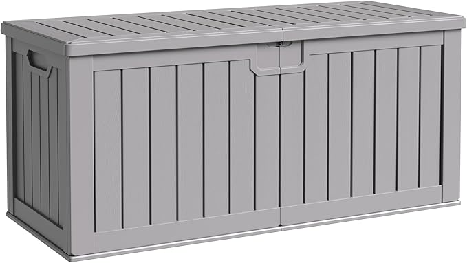 Flamaker 250 Gallon Resin Deck Box, XXL Waterproof Storage Box by Flamaker