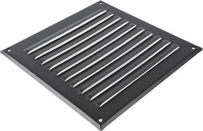 Square Ventilation Grille / 8" x 8" Inch Inside Measurement/Black Metal Air Vent Louver - Inside/Outside use - / 10" x 10" Inch Outer Measurement