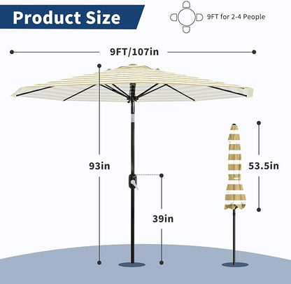 GarveeLife 9FT Patio Umbrella Outdoor, Market Umbrella, Table Umbrella - Image 4