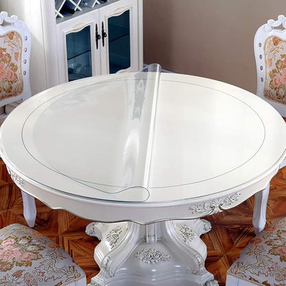 24 Inches Diameter Clear Round Plastic Protector Cover Wipeable Vinyl PVC Circle Tablecloth Dining Coffee Table Pad Wood Furniture Protector Eco Tabletop Protective Desktop Cover Mat Pad Easy Clean
