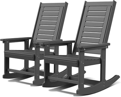 GREENVINES Oversized Outdoor Rocking Chairs Set of 2, HDPE Rocker by GreenVines