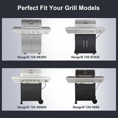 Grill Replacement Parts for Nexgrill 5 Burner 720-0888N, 720-0888, 4 Burner 720-0830H, 720-0783E. 17 Inch Grill Grates, Heat Plates Shield, Burner Tubes and Igniters Kit for Home Depot Nexgrill Parts.