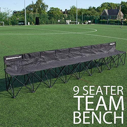 QUICKPLAY PRO Portable Folding Bench – Available in 4, 6, and 9 Seats & 6-Seat Shelter | Heavy-Duty, Fast Set-Up Seating for Sports, Camping, and Outdoor Activities