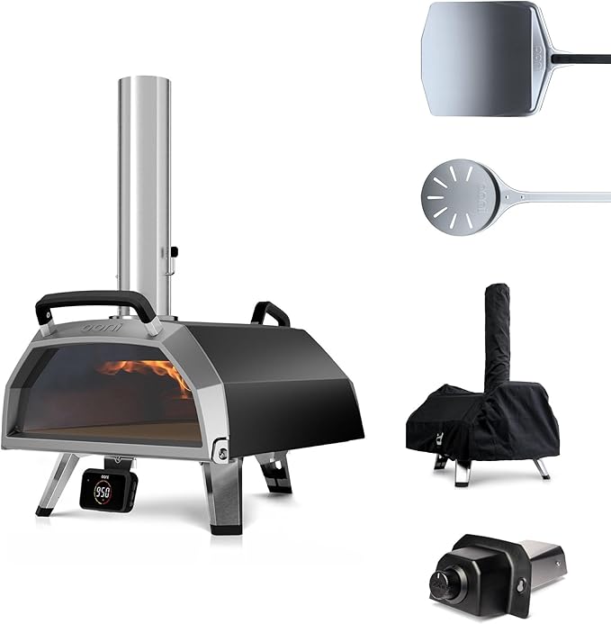Ooni Karu 2 Pro Pizza Oven Essentials Bundle - Includes Ooni Karu 2 Pro Cover, Gas Burner, Turning Peel and 14" Pizza Peel