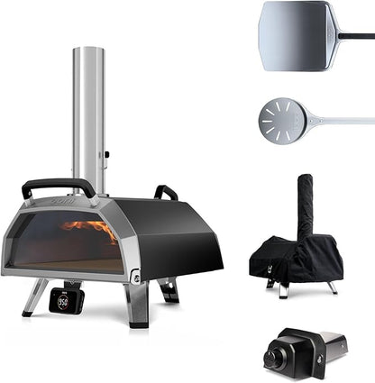Ooni Karu 2 Pro Pizza Oven Essentials Bundle - Includes Ooni Karu 2 Pro Cover, Gas Burner, Turning Peel and 14" Pizza Peel