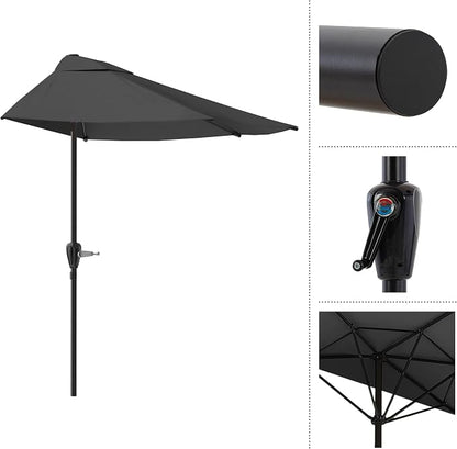 Half Umbrella Outdoor Patio Shade - 9 ft Patio Umbrella - Small Canopy - Image 8