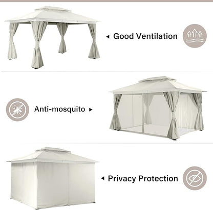 10'x13' Outdoor Gazebo, Metal Frame Heavy Duty Patio Canopy Tent Shelter - Image 5