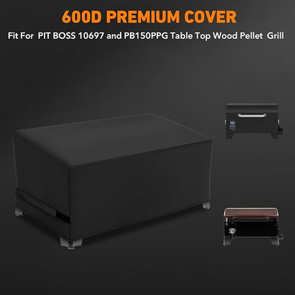 Heavy Duty 600D Polyester Cover Compatible with Pit Boss Portable Table Top Pellet Grill 10697 and PB150PPG fits Cuisinart CGG-306, Royal Gourmet 24’’ Tabletop Griddle PD1301R/ PD1301S Grills