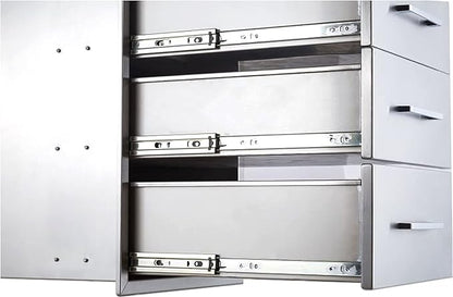 TIANAI Outdoor Kitchen Drawers Stainless Steel Triple Drawer - 18" W x 24" H x 23" D,Flush Mount for Outdoor Kitchen or BBQ Island