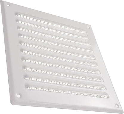 Vent Systems 6 x 6 Inch (Inner) White Vent Cover - Square Metal HVAC Return Air Grille with Mesh Screen - Register Wall Vent Duct Grill - Outdoor, Indoor, Crawlspace - Exhaust Ventilation Grill