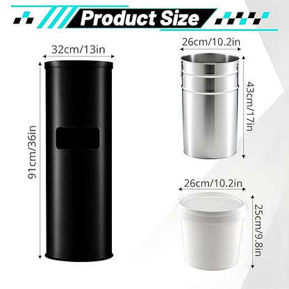 Zonon Stainless Steel Floor Stand Wipe Dispenser with High Capacity Built-in Trash Can Fits Wipes on Rolls 36" Weighted Floor Stand Wet Wipes Holder for Gym School Office Home Commercial (Black)