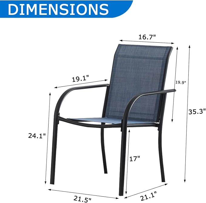 Outdoor Dining Chairs Set of 8, Stackable Patio Chairs - Image 3