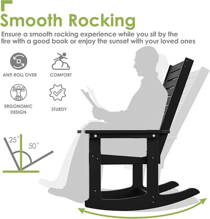GREENVINES Outdoor Rocking Chairs Set, 2 Rockers w/ 1 Side Table - Image 5