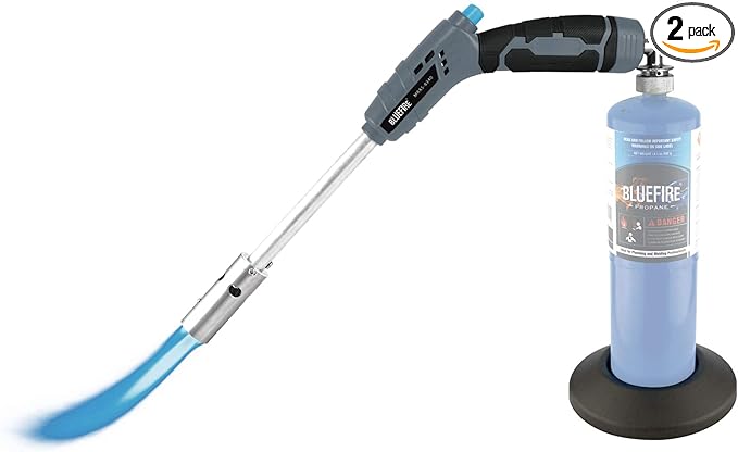 BlueFire 18“ Propane Grill Torch Charcoal Starter Free Fuel Gas Cylinder Base! Trigger Start Located on Handle, One-Hand Operation. Kamado Green Egg Griller and Barbecue Perfect Accessory!