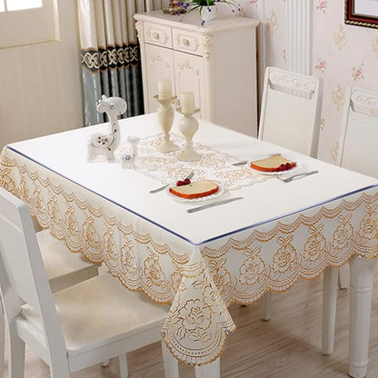 Clear Plastic Dining Table Protector Tablecloth Desk Pad Mat Wooden Furniture Coffee Glass End Sofa Bed Side Banquet TV Console Entry Cabinet Table Top Protection Cover Waterproof PVC Square 22x22