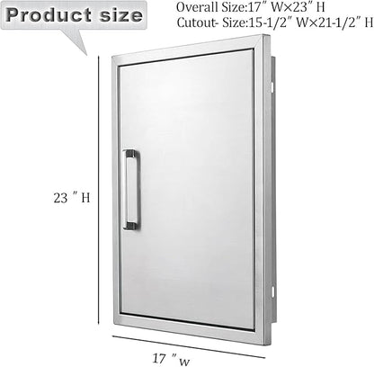 Outdoor Kitchen Door, 17 "W23 H Outdoor Kitchen Access Door, Stainless Steel Barbecue Single Door, Can Be Used for Outdoor Kitchen Island Or Outdoor Kitchen