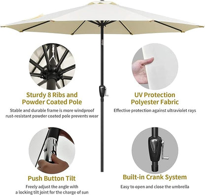 Simple Deluxe 9' Patio Umbrella Outdoor Table Market Yard Umbrella - Image 3