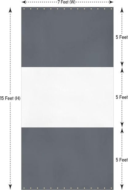 Covers & All Outdoor Clear Panel Curtain, 12 oz Vinyl Outdor Curtains for Patio, Waterproof & Weather Resistant Tarp with Brass Grommets for Pergola, Porch, Gazebos, Balcony (15’H x 7’W feet, Gray)