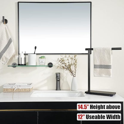 JQK Hand Towel Holder Stand Oil Rubbed Bronze, Modern Tree Rack Free Standing for Countertop with 12 Inch Bar, 304 Stainless Thicken 0.8mm Steel ORB, HTT170-ORB