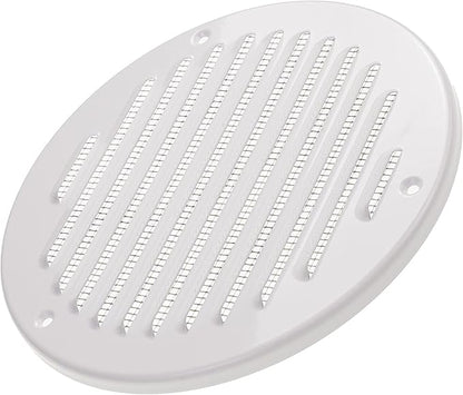 Vent Systems 6 Inch (Inner) Pack of 5 White Vent Cover - Round Metal HVAC Return Air Grille with Mesh Screen - Register Soffit Wall Vent - Outdoor, Indoor, Crawlspace - Exhaust Ventilation Grill