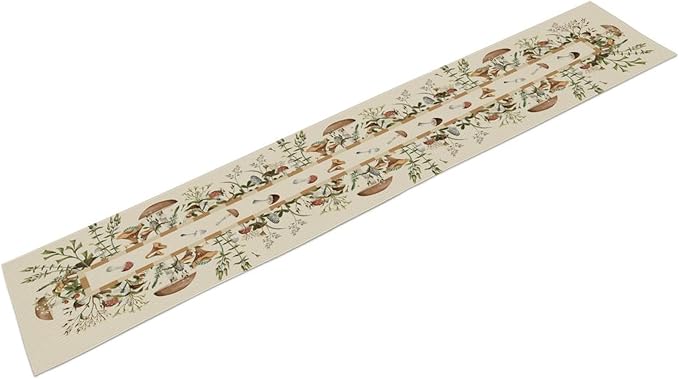 Wild Mushroom Table Runner, Retro Floral Plants Botanical Print Table Cover for Kitchen Dining Table Wedding Home Party Decor, 13x60inch