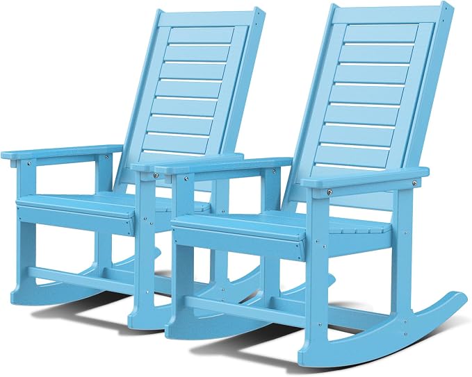 GREENVINES Oversized Outdoor Rocking Chairs Set of 2, HDPE Rocker, Arctic | by GreenVines
