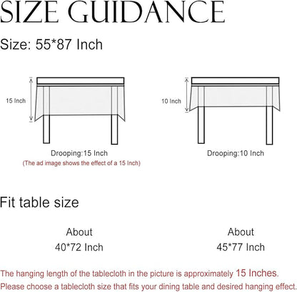 ISAENNE Designer Christmas Linen Rectangular Tablecloth,Light Beige Western Elegant Table Cloth,Wrinkle Resistant Decor Tablecloths for Dining Thanksgiving Kitchen Christmas,55"*87"-Carol G