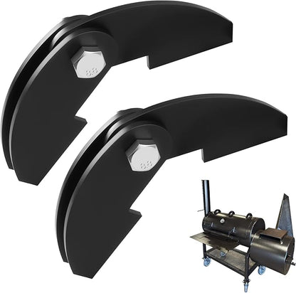 2 Pcs 8 x 2 1/4" Large Heavy Duty BBQ Smoker Hinge, Compatible with Burn Shop BBQ Smoker Hinge Doors, Fit for 3/16" Plate Steel, with Bolt, Nut, Washers