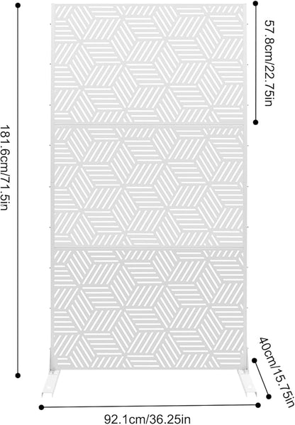 Outdoor Privacy Screens Freestanding, Rustproof Metal Decorative Fence Panels, Rhombic Pattern Tall Outdoor Divider Privacy Fence Screens for Outside Backyard Garden Patio,36.25x71.5inch (White)