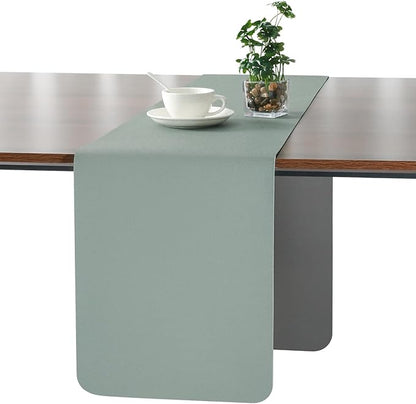Myir JUN Table Runner Double Sided Vinyl Runner Table 55 Inch Long Runner for Table Washable Waterproof Non-Slip for Home Decorations Gray Sage Green,12 x 55 inch