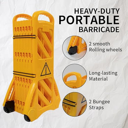Yeeoy 13 Foot Safety Barrier, Expandable Mobile Barricade System, Commercial Foldable Barriers, Portable Traffic Barricade Fence for Construction, Traffic Control, Driveway Gate