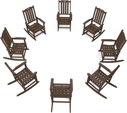 THOEOE Outdoor Rocking Chairs Set of 8, Oversized Patio Rocking Chair | HDPE by THOEOE