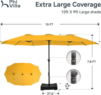 PHI VILLA 15ft Large Outdoor Patio Umbrella - Image 6
