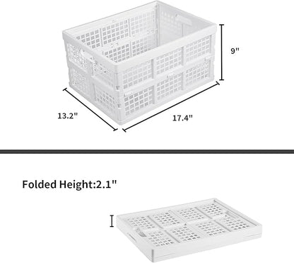 3-Pack Plastic Collapsible Storage Crates-30L,Foldable Plastic Crates for Storage (White)