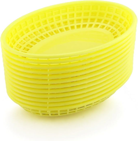 New Star Foodservice 44188 Fast Food Baskets, 9.25 x 6 inch Oval, Set of 12, Yellow