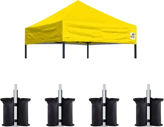 Eurmax USA Pop Up Canopy Replacement Canopy Tent Top Cover, Instant Canopy Top Cover ONLY,Bonus 4PC Pack Weight Bag (5x5,Yellow)