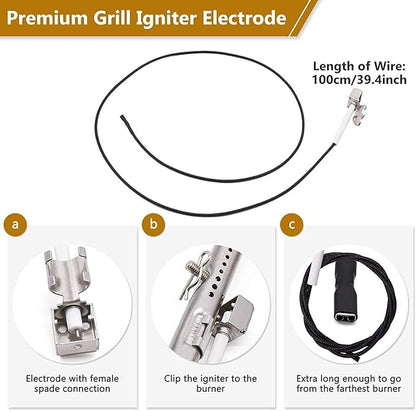 Criditpid Grill Replacement Parts for Charbroil Advantage 4 Burner 463344116, Cast Iron Grill Grates, Stainless Steel Burner Tubes, Heat Plates Shields, Adjustable Carryover Tubes & Igniters Kit.