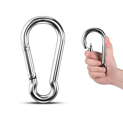 Large Carabiner Clip Hooks, 1pc 7 inch Carabiner Heavy Duty, 304 Stainless Steel Spring Snap Hook Fits Camping Hanging Hiking Weight Lifting, Metal Clips for Rope or Chain