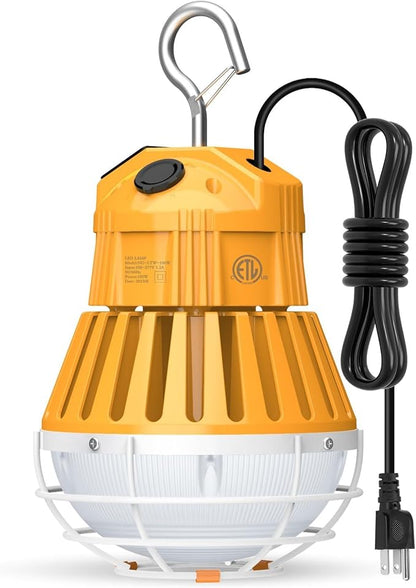 LED Temporary Work Light,100W/80W/60W Adjustable,4500K/5000K/5700K CCT Adjustable Construction Light with 10ft Cable Plug and Sturdy Hooks Linkable LED Work Job Site Lighting ETL Listed AC100-277V
