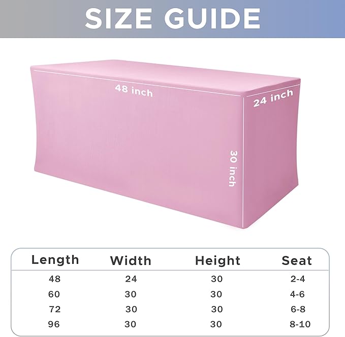 Nasitos Pink Rectangular Spandex Fitted Tablecloths, 2 Pack - 48 x 24 Inch - For 4 to 8 Foot Tables, Wrinkle & Stain Resistant, Modern & Elegant Design, Perfect for Parties, Trade Shows, Craft Shows