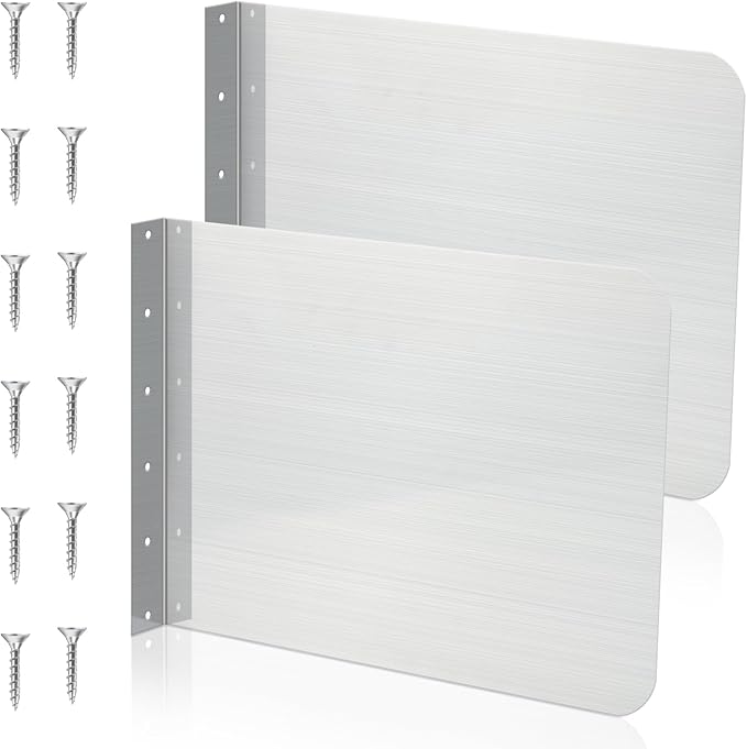 Therwen 2 Pcs Stainless Steel Side Splash Guard for Kitchen Sink 15 x 12 Inch Wall Mount Guard with Screws Commercial Restaurant Bar Hand Wash Sink and Compartment Prep Splash Protector Supply