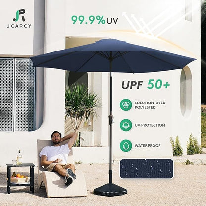 JEAREY 9FT Outdoor Patio Umbrella, Market Umbrella, Purplish Blue | Outdoor - Image 3