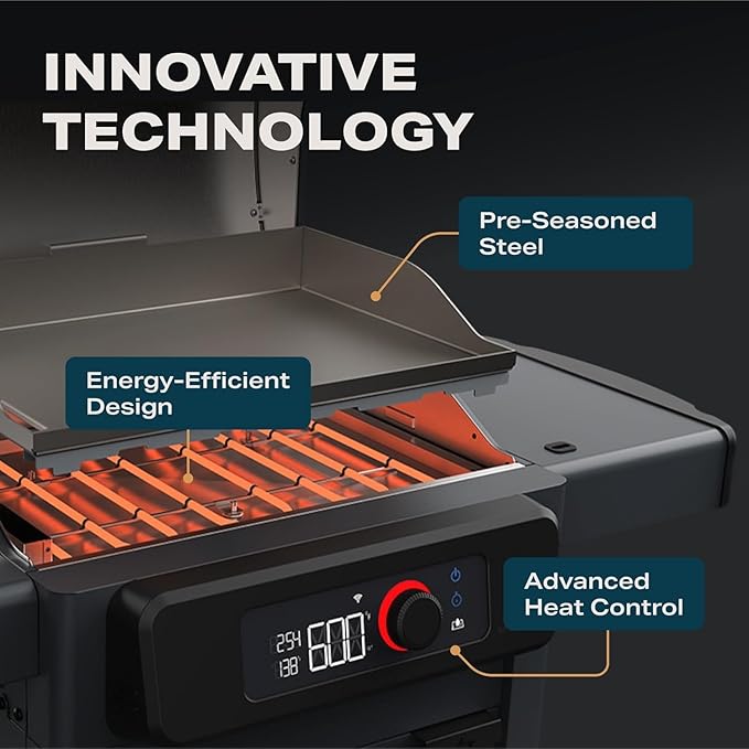 Current Model G Griddle, Smart Electric Outdoor Flat Top BBQ Grill with 200°F to 600°F Range for Searing & Roasting, Digital Precision, Apartment-Friendly & Weather-Resistant, Moon Dust