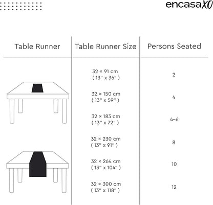 Encasa XO Cotton Dining Table Runner | Franca Blue Stripes | Size 13x36 in - Machine Washable & Durable