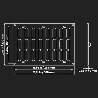 Repa Market 12" x 8" Inch (Outer Dimensions) Black Adjustable Air Vent Cover - Galvanized Steel HVAC Air Vent Register - Heating, Cooling Toe Kick Vent Cover - Wall, Ceiling Return, Intake Air Grille