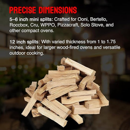 Mini Pizza Oven Wood, 6‑Inch Firewood Logs, Cherry Hardwood Splits for Portable Wood-Fired Pizza Ovens, USA Made, Sustainably Milled, Approximately 12-14 lbs