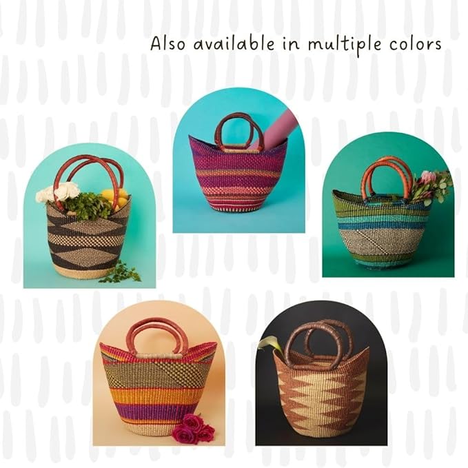 Black Natural Picnic Basket, Reusable Grocery Bag, Kitchen & Dining Storage, Countertop Fruits Holder, Farmers Market, Beach, Harvesting, Foraging, Decorative, Wicker, Woven, Boho Style