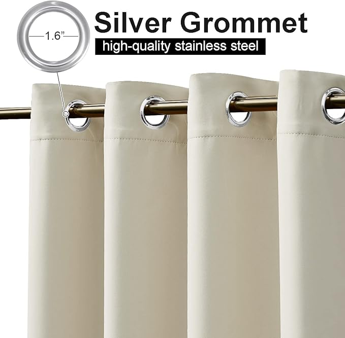 NICETOWN 2 Panels Beige Outdoor Curtains - Image 3