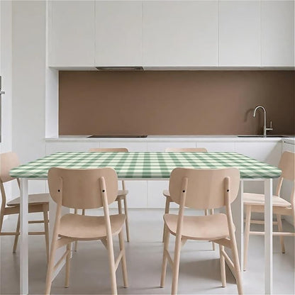 Rectangle Table Cloth Cover Waterproof Elastic Fitted Polyester Fitted Tablecloths for 6 Foot Tables for Indoor,Picnic, Camping, Outdoor （60" x 30"，Green Grid）