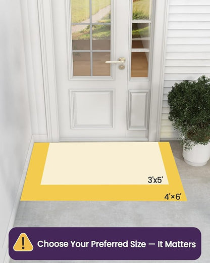DEXI Front Door Mat Outside Entrance, 3x5 ft Rubber Entry Doormat Heavy Duty, Welcome Mats Non Slip for Inside House Floor Entryway Back Doors Exterior Patio, Squares Blue